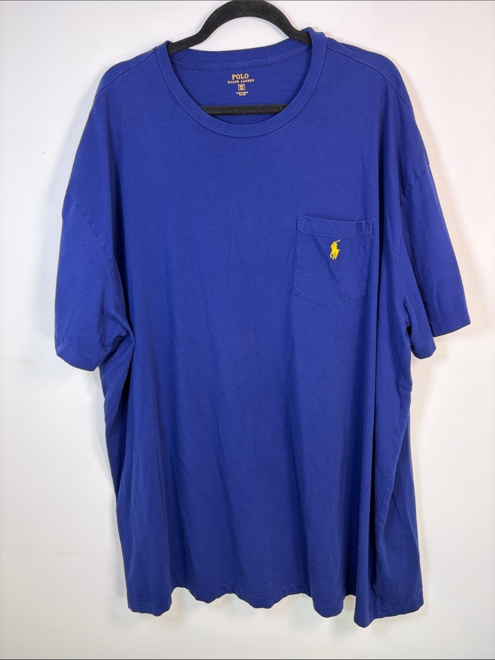 Polo Ralph Lauren Blue Crewneck Pocket Tee with Yellow Pony - 100% Cotton- 3XB